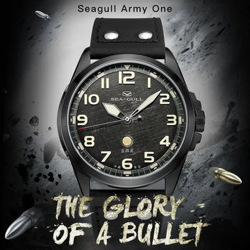 Seagull 43mm Pilot Watch Vintage Military Enthusiasts Men's Automatic Mechanical Watches Nylon Strap Luminous 10Bar 6107