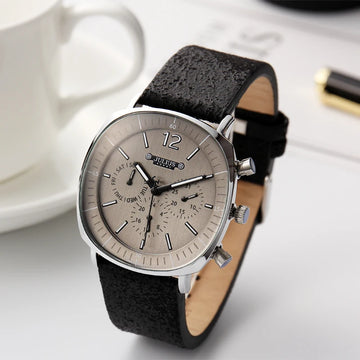 Real Functions Japan Mov't Men's Watch Fashion Hours Bracelet Real Leather