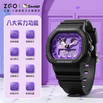 Sanrio ZGO Kuromi Pochacco Cinnamoroll Watch Female Students Luminous Waterproof Electronic Watch