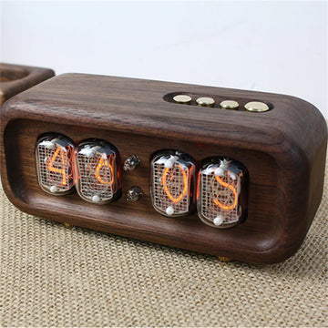 Black Walnut Wood Glow Tube Clock Digital Watch Desk Table Clocks Vintage Luxury Electronic Desktop Clock DIY Gift