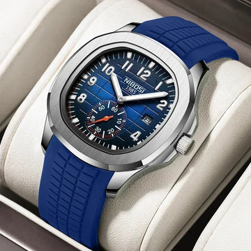 NIBOSI Luxury Man Wristwatch Waterproof Luminous Chronograph Watch for Man Men Square Silicone Quartz Watches Relogio Masculino