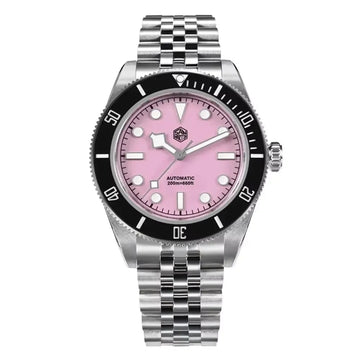 San Martin SN0128 40mm Men Dive Watch NH35 Automatic Mechanical Pink