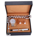 High Quality Box Luxury Quartz WristWatch Rosary Bracelet Cufflink Pen