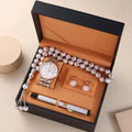 High Quality Box Luxury Quartz WristWatch Rosary Bracelet Cufflink Pen