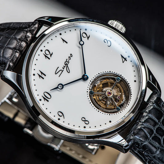 Tourbillon Men's Watch - Hand-Wound ST8230, Ceramic Dial, Crocodile Strap