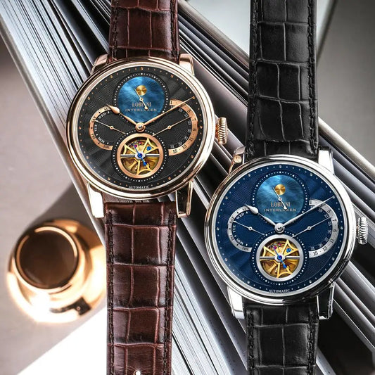 Rome Dial Men's Mechanical Wristwatch Automatic Gear Steel Leather Band Relogio Masculino Cost-Effective Wristwatch