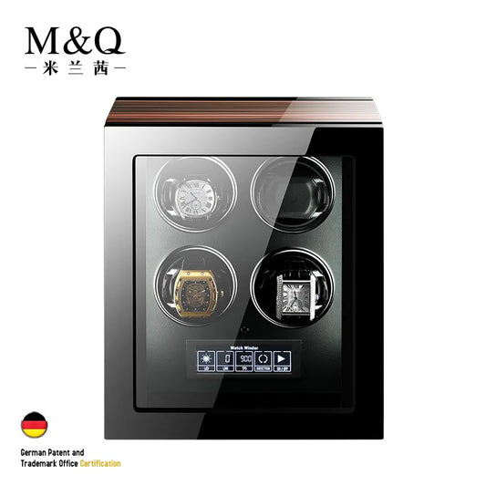 Luxury Automatic Watch Winder Safe Box with Mabuchi Motor LCD Touch Screen and Wooden Watch Accessories Boxes Remote Control