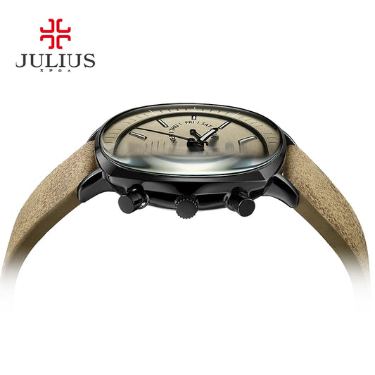 Real Functions Japan Mov't Men's Watch Fashion Hours Bracelet Real Leather