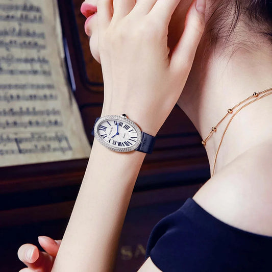 Women Elegant Luxury Brand Ladies Oval Quartz Watch Fashion