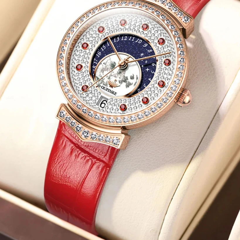 OUPINKE 3218 Imported Swiss Quartz Movement Watch for Women Starry Sky