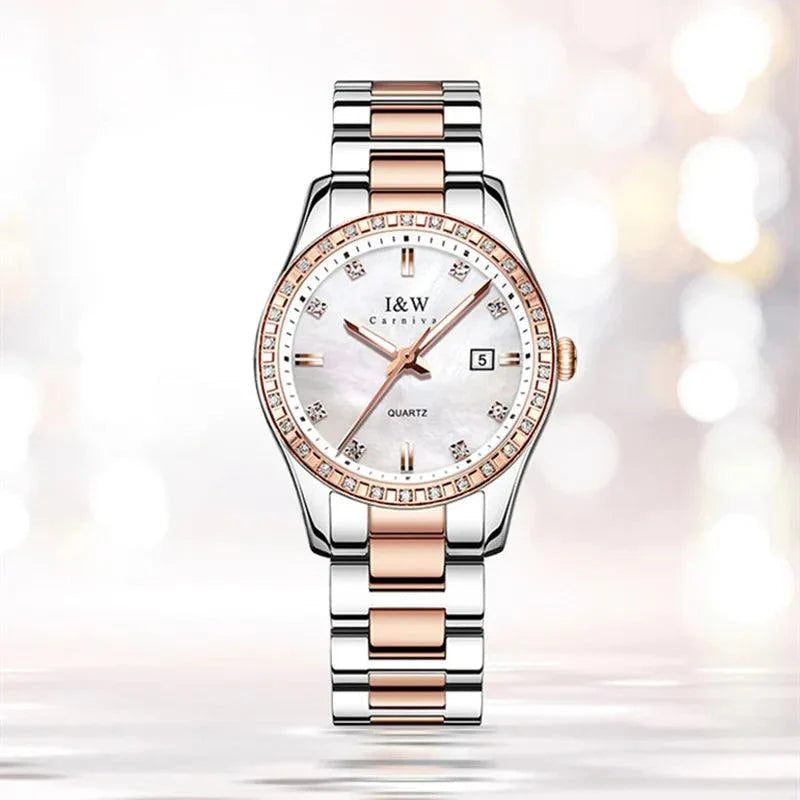 Women Ladies Fashion Girls Stainless Steel Dress Wristwatch Waterproof