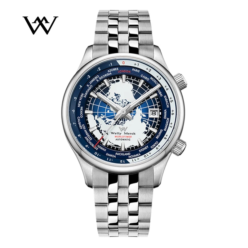 Automatic Mechanical Men Watches High Quality Sapphire World Time Original Recognized Brand Watch