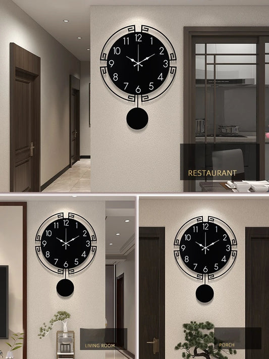 Creative Swingable Silent Wall Clock Metal Modern Living Room Hanging Clock Office Coffee Shop Bedroom Decoration Clock