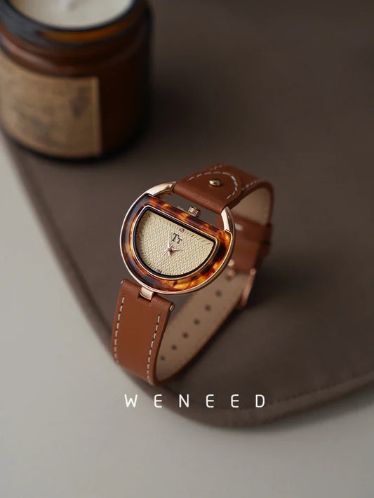 Vintage Watches Women's Leather Light Luxury Senior Sense of Design Ladies Quartz Watch Temperament Women's Watches Relojes
