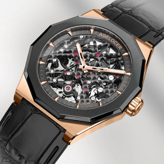 Original Schwarzwald Watch Ceramic Bezel Men Sports Skeleton Luminous Automatic Mechanical Watch Birthday Gift for Men