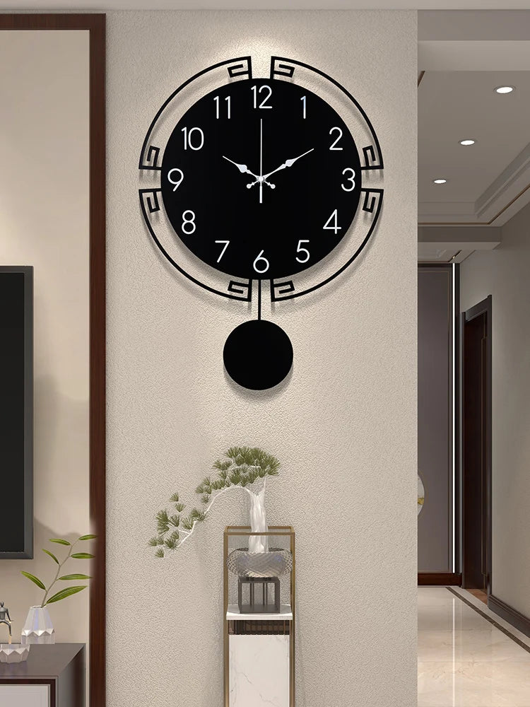 Creative Swingable Silent Wall Clock Metal Modern Living Room Hanging Clock Office Coffee Shop Bedroom Decoration Clock