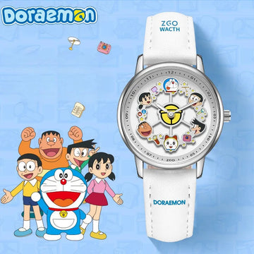 Cute Doraemon Spin Cartoon Watch Student Quartz Watch Waterproof Glow-In-The-Dark Creative Fashion Student Watch Girl'S Day Gift