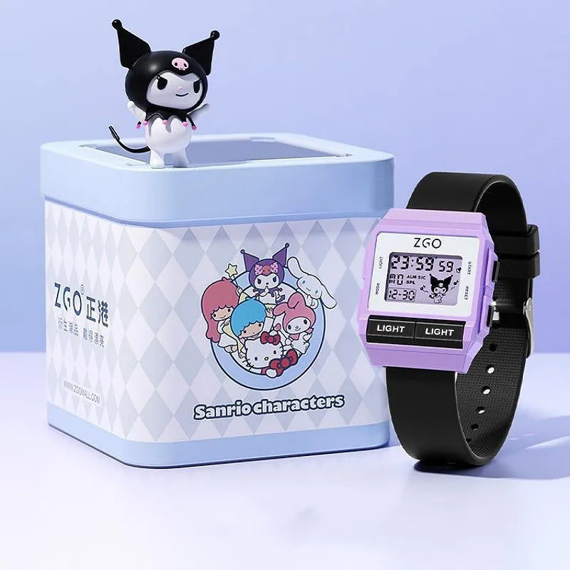 Original Sanrio Joint Zgo Kuromi Cinnamoroll Anime Cute Watches Waterproof Luminous Kawaii Sports Quartz Watch Chrismas Gifts