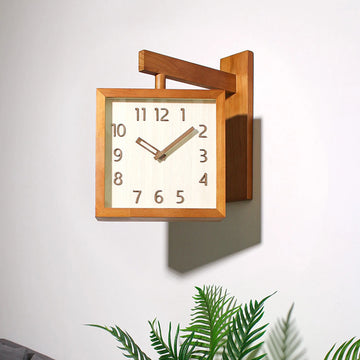 Corner Clock Wall Clock Simple Silent  Double Sided Clock Wooden Decorative Corner Clock for Living Room Household