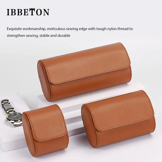 IBBETON Watch Roll Travel Case Portable Vintage Leather Watch Display Case Watch Storage Box Watch Organizers of Men Gift