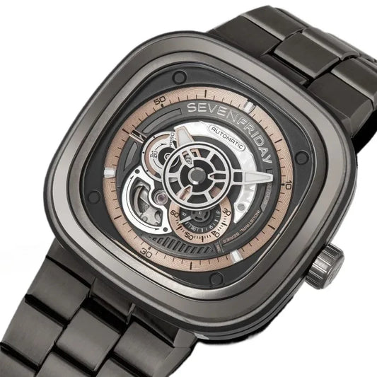 Light luxury square watch P2C/01M steel belt model sevenfridays