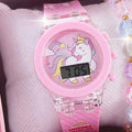 1pcs Unicorn Pink Silicone Electronic Watch +1pcs Unicorn Crystal Bracelet Set