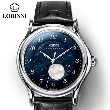 Men's Luxury Mechanical Watch Top Haiou Movement Automatic Moon Phase Swiss Made Elegant Design Wristwatch