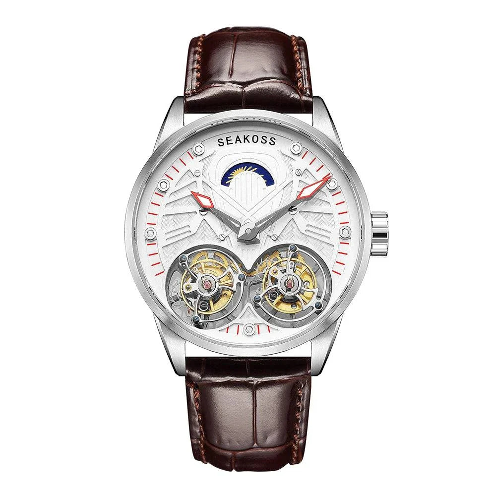 Tourbillon Manual Mechanical Watches Double Tourbillon Luminous Hands