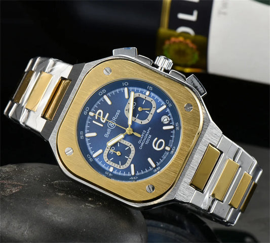 Bell Ross Global Limited Edition 05 Series Steel Strap Quartz Chronograph Watch for Men BR05C-BU-ST/SST Relogios Reloj Hombre