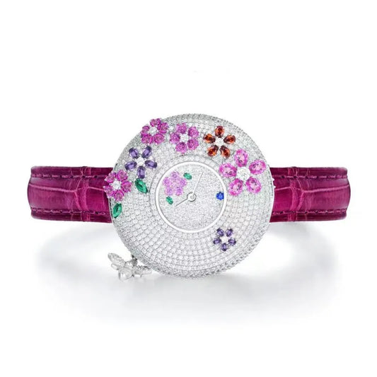 Women Luxury 925 Sterling Silver Popular Pink Flowers Ladies Bracelet