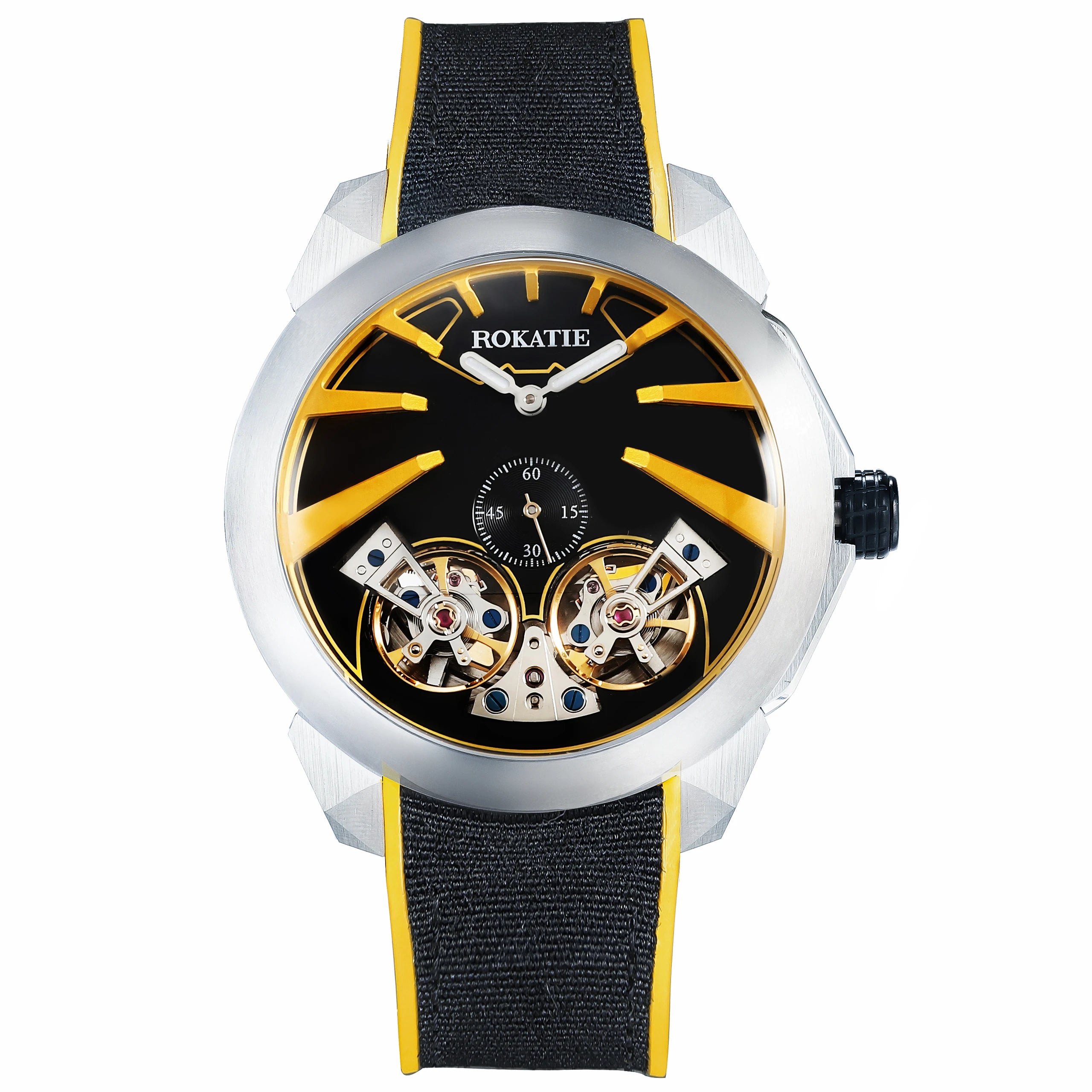 ROKATIE45mmAutomaticwatchmentourbillonhollowluminousluxurywatchesman