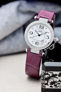 Luxury Lady Women Quartz Watch Stainless Steel Silver Diamonds Bezel 