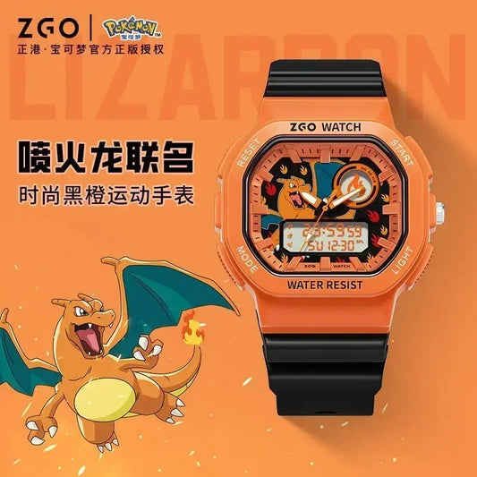 ZGO Co-branded Pokemon Series Watch Men's Sports Waterproof Student Trend Pikachu Quartz Electronic Watch Gifts