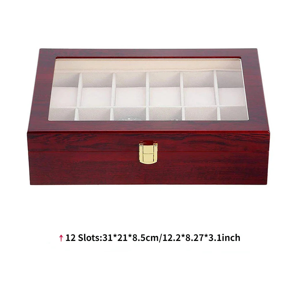 Luxury Wooden Watch Box with 1 to 12 Grids – Elegant Organizer for Men