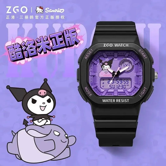 Sanrio ZGO Kuromi Pochacco Cinnamoroll Watch Female Students Luminous Waterproof Electronic Watch