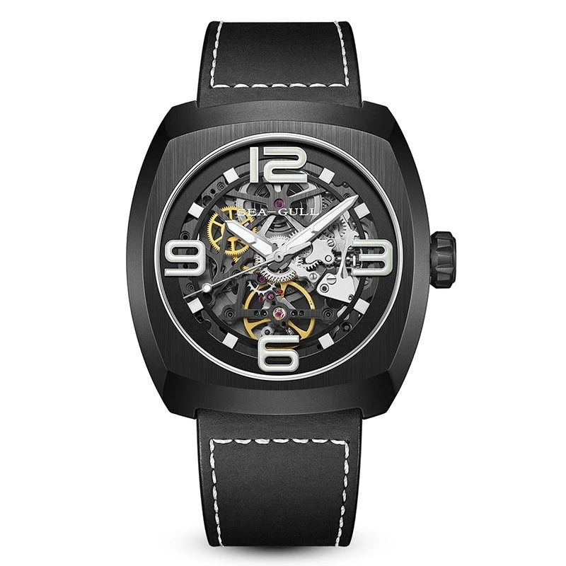 2023 Men's 44MM Mechanical Wristwatch Luxury Sapphire Stainless Steel Waterproof Clock With Unique Skeleton Dial