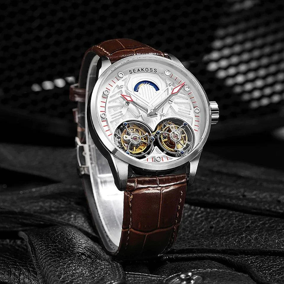 Tourbillon Manual Mechanical Watches Double Tourbillon Luminous Hands