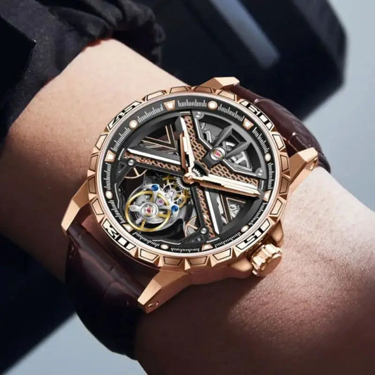 AESOP Man Flying Tourbillon Movement Mechanical Watch For Men Luxury   Fashion Skeleton Tourbillon Wrist Watches Sapphire Mirror