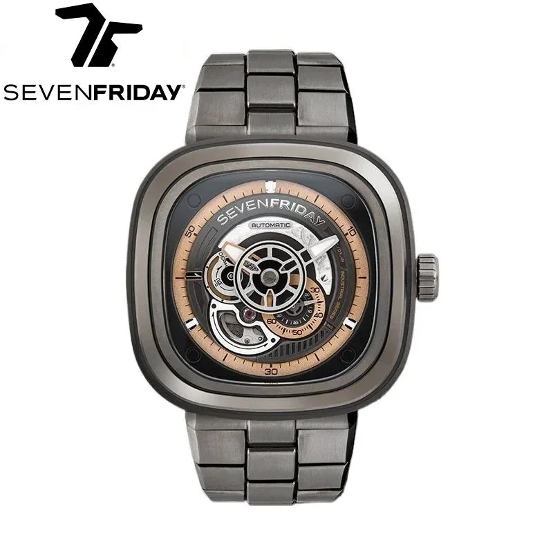 Light luxury square watch P2C/01M steel belt model sevenfridays