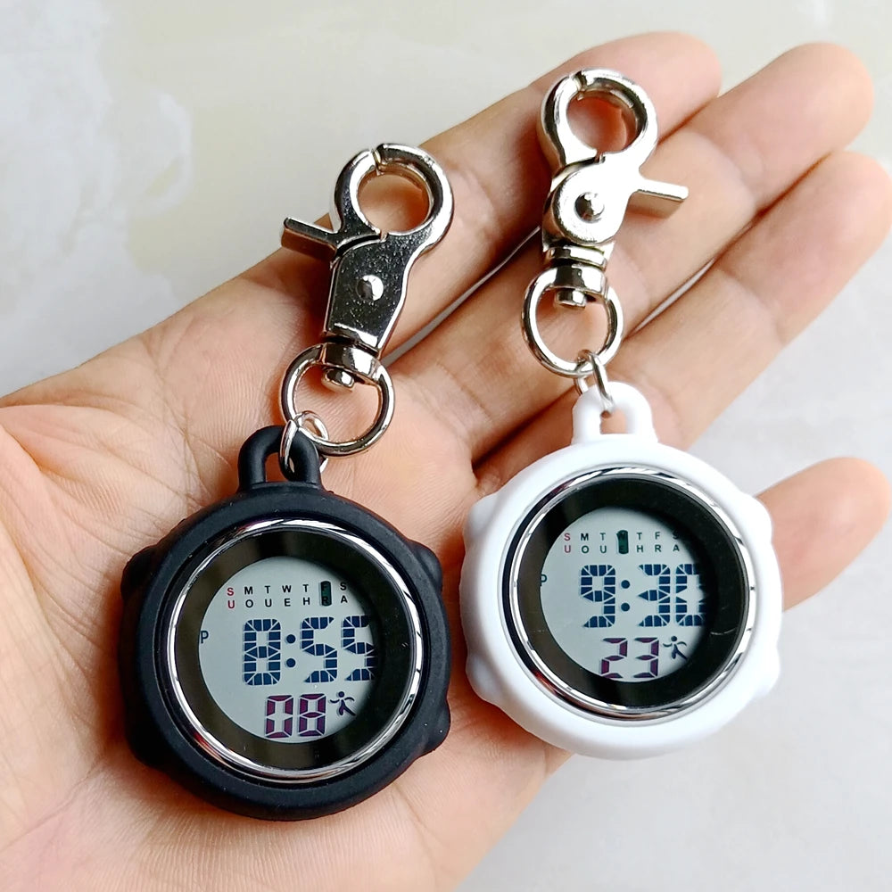 Multifunctional Electronic Digital Pocket Watches Unisex Women Mens Nurse Doctor Hanging Carabiner Keychains Students Clock