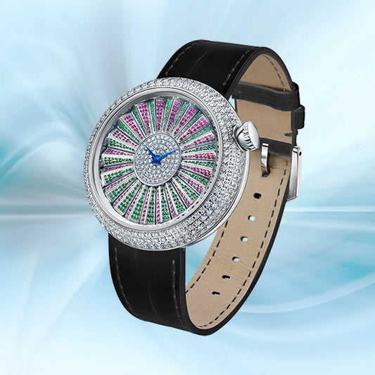 TIELBO Official Authentic Swiss Quartz Movement Watch For Women Luxury Lab-Grown Crystals Women's Retro Watches Sapphire Mirror