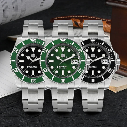 40mm NH35 Sub Diver Watch - Luminous, Sapphire Glass, 20Bar Waterproof