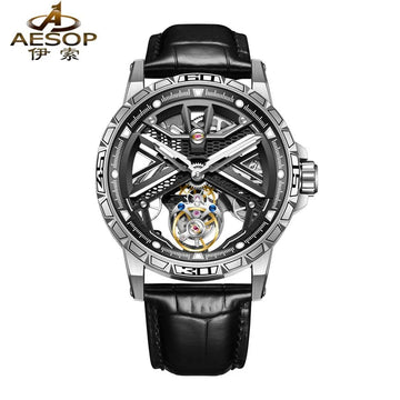 AESOP Man Flying Tourbillon Movement Mechanical Watch For Men Luxury   Fashion Skeleton Tourbillon Wrist Watches Sapphire Mirror