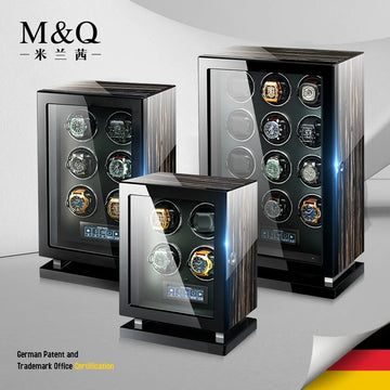 Mechanical Automatic Watch Winder Luxury Fingerprint Wood Watch Safe Box Touch Control and Interior Backlight Watches Storage