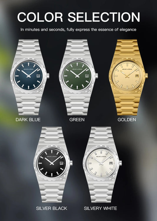 2024 New Arrivals Specht & Söhne Luxury 37MM Quartz Watch For Men Super Slim Stainless Steel Sapphire Crystal 50M Waterproof