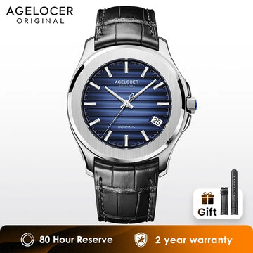 AGELOCER Original Baikal Watch Men's Big Calendar Business Formal Automatic Mechanical Watch Birthday Gift for Men