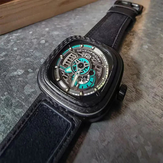 SEVENFRIDAY watch square carbon fiber fully automatic mechanical watch