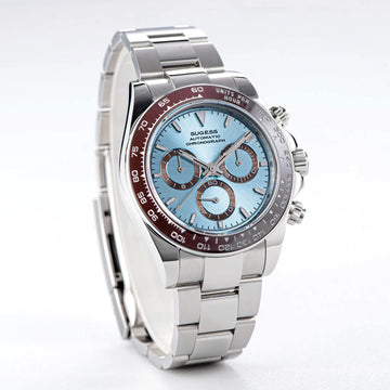 Water-resistant power: Automatic chronograph with panda dial, ceramic bezel, and diving capabilities Men's Watch