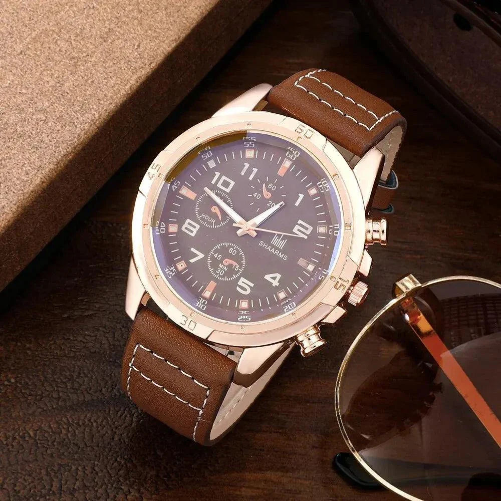 SHAARMS Men Gift Watch Business Luxury Company Mens Set 6