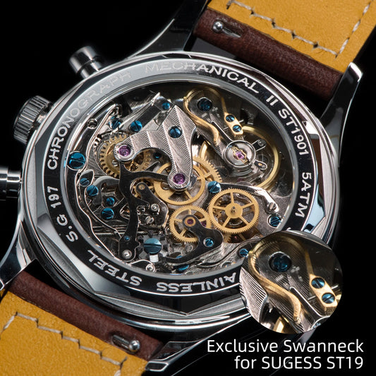 Pilot Watch Mechanical Chronograph with Sappire Crystal Military Limited Racing Wristwatch Movement ST19 Origin